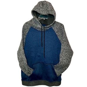 Brooklyn Cloth Hoodie Sweatshirt in Navy/Grey Heathers Men’s Large